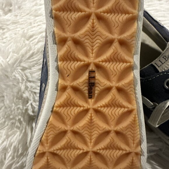 LL Bean womens 7.5 Medium comfort boat shoes blue tie preppy timeless - Picture 6 of 10